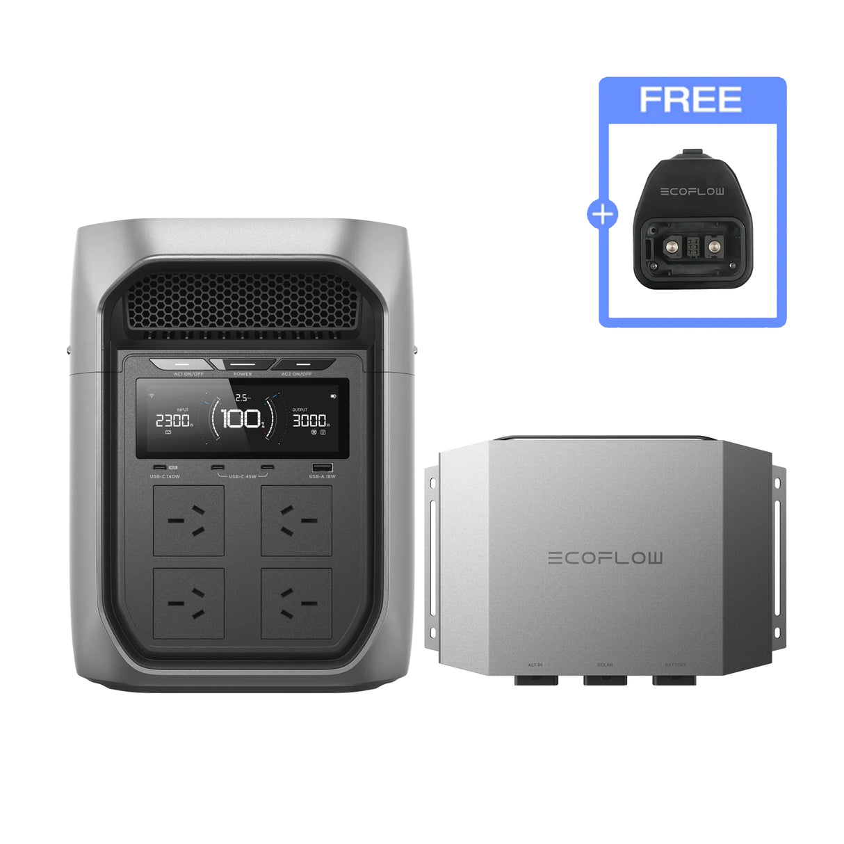 EcoFlow DELTA 3 Max Plus + 1000W Alternator Charger + Adapter