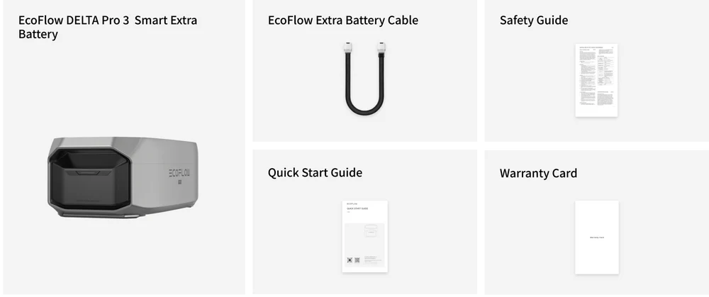 EcoFlow DELTA Pro 3 Smart Extra Battery what's in the box contents