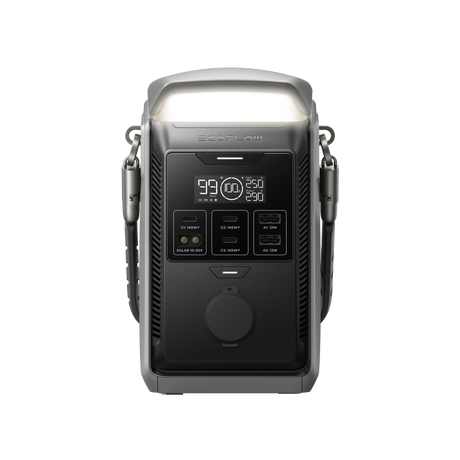 Portable power station with digital display, LED light, multiple input and output ports
