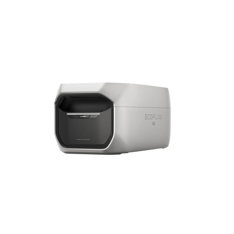 Portable smart extra battery for power station, modern rectangular design, silver and black